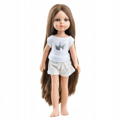 Lalka Paola Reina Amigas 32cm z długimi brązowymi włosami w piżamce
