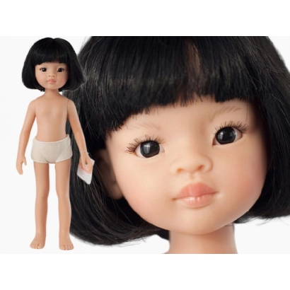 Lalka Paola Reina Amigas 32cm z czarnymi krótkimi włosami, bez ubranka