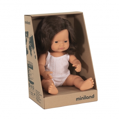 Lalka Miniland dziewczynka brunetka