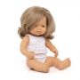 Lalka Miniland 38 cm, Europejka ciemny blond