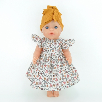 Zestaw dla lalki Baby Born 43cm, sukienka i żółty turban