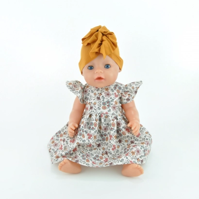 Żółty turban na głowę dla lalki baby born 42-43 cm