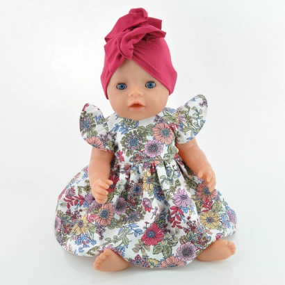 Sukienka z turbanem dla lalki baby born