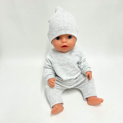 Ubranka dla lalki Baby Born 43cm, szary zestaw dresowy