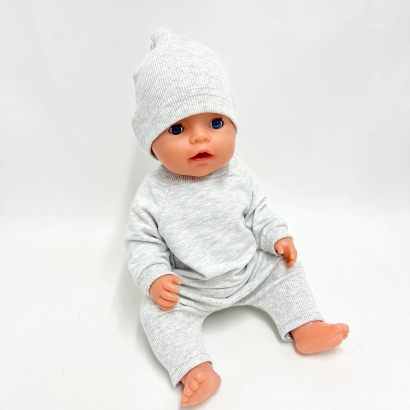 Ubranka dla lalki Baby Born 43cm, szary zestaw dresowy