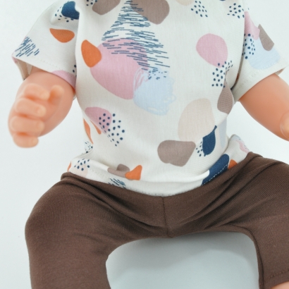Zestaw dla lalki Baby Born 43cm, pastelowa koszulka i brązowe legginsy