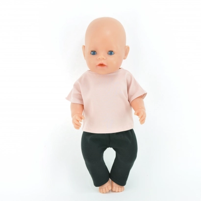 Czarne leggginsy i różowa kosuzlka dla lalki Baby Born 42-43 cm