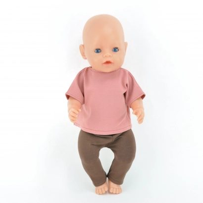 Różowa koszulka i legginsy dla lalki Baby Borna 42-43 cm