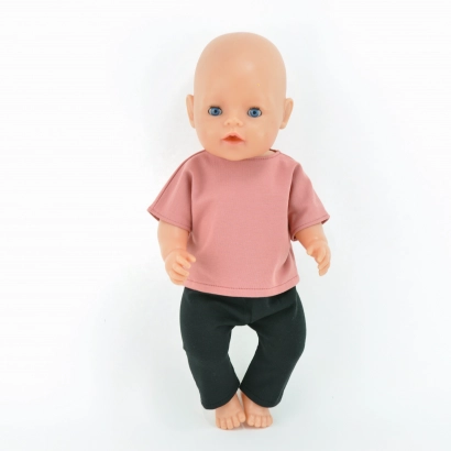 Różowa koszulka i legginsy dla lalki Baby Borna 42-43 cm i Paola Reina 42 cm