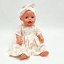 Sukienka muślinowa dla lalki Baby Born 43cm, gałązki na ecru