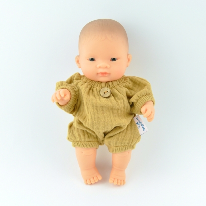 Ubranko Baby Miniland kombinezon musztardowy z muślinu