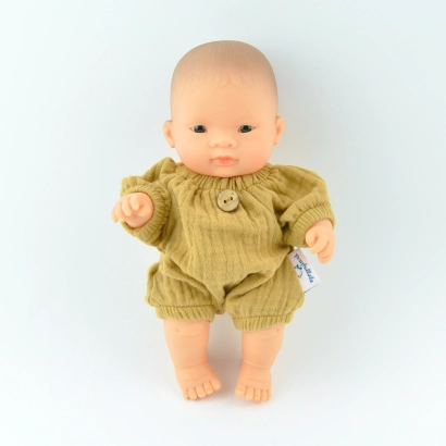 Ubranko Baby Miniland kombinezon musztardowy z muślinu