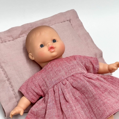 Ubranka dla lalki Miniland 32 cm sukienka z muślinu, różowa