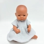 Sukienka muslinowa dla lalki Miniland 32 cm w kolorze szarym