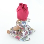 Sukienka w kwiaty i różowy turban dla lalki Miniland 32cm