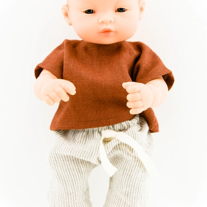 Koszulka i spodnie w paski dla lalki miniland 32 cm