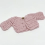 Sweterek różowy z włóczki dla lalki  Miniland 32cm i Minikane 28 cm