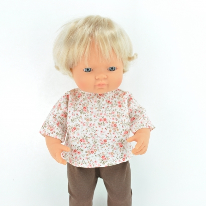 Tunika o wzorze jesiennym i legginsy dla lalki Miniland 38cm i Paola Reina