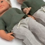 Zestaw lniany, zielona bluzka i spodnie dla lalki Miniland 38cm i Paola Reina