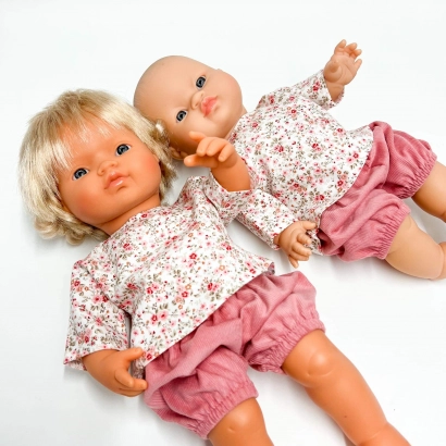 Tunika w różyczki dla lalki Minilnad 38 cm
