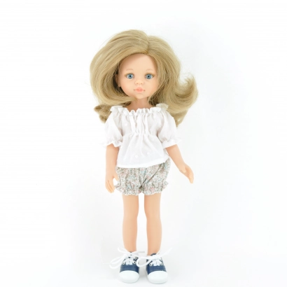 Zestaw dla lalki Paola Reina Amigas 32 cm, spodenki pastelowa łączka i biała tunika