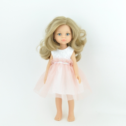 sukienka różowa z tiulem dla lalek Paola Reina Amigasa