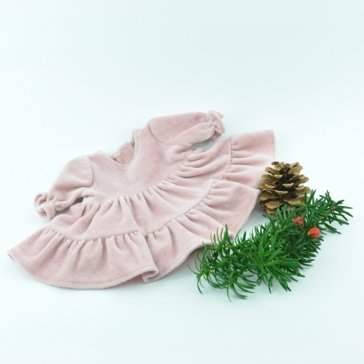 Sukienka świąteczna welurowa różowa Miniland 38cm